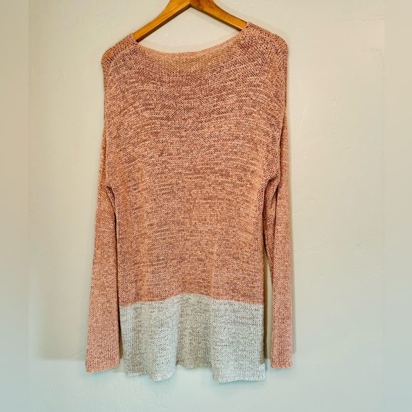 Nordstrom Easel Sweater Knit Light Weight LS Color Block Pink/Gray SZ Medium NEW - Picture 3 of 15